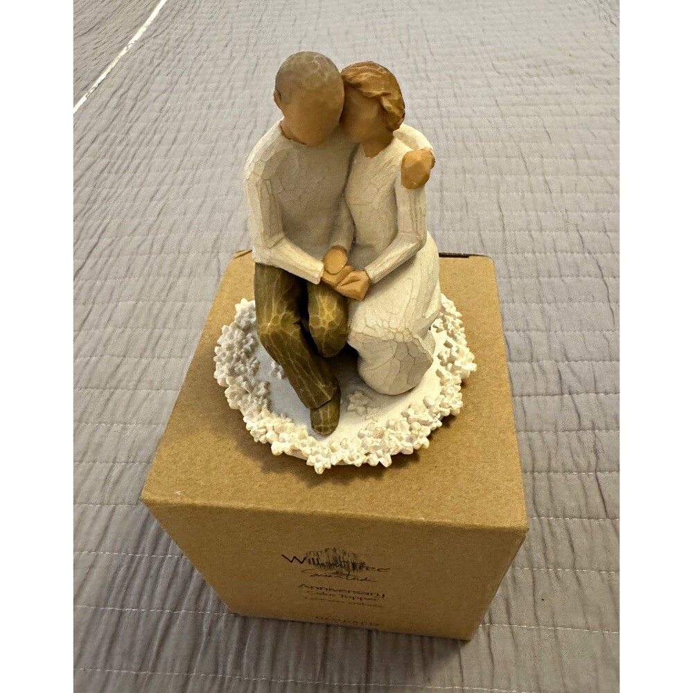 Willow Tree Anniversary Cake Topper Couple Figurine Resin White/Brown
